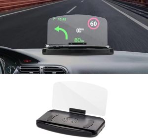 Dewkou 1 PC Black Smartphone HUD Head Up Display Holder, Car Mobile Phone Holder with HD Image Reflection, GPS Navigation Projector Heads Up Display (USB Charge)