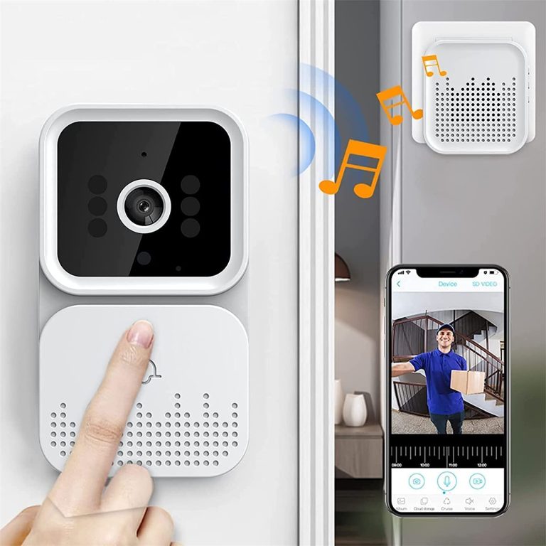 FoodOMeter 2023 Smart Video Doorbell Camera Doorbell Wireless with Chime Night Vision Cloud Storage for Home Apartment Office Room