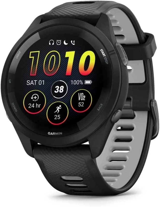Garmin Forerunner 265 Running Smartwatch – Black and Powder Gray