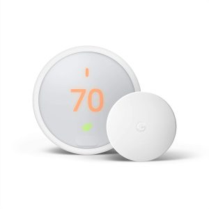 Google Nest Thermostat E - Smart Thermostat + Google Nest Temperature Sensor Bundle - White