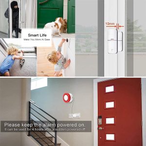 Home Security System: WiFi Door Alarm System with App Alert, Wireless Home Alarm Kit 7 Piece, Door and Window Sensor, Motion Sensor, Remote, Smart WiFi Siren Alarm, Compatible with Alexa Google Home
