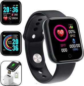 mcyiqihaiAADDCC Smart Watch,1.44 Inch Fitness Tracker with Sport,Message Call Reminder Smart Watch,IP65 Waterproof Fitness Watch Works for Men, Women-Black