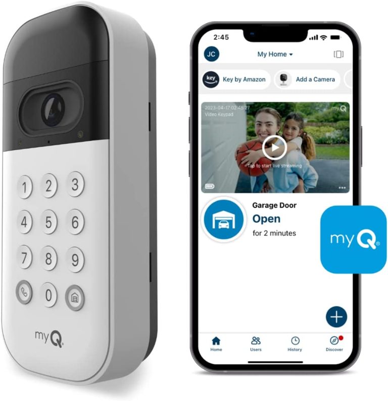 MyQ Smart Garage® Video Keypad with Camera, WiFi, and Smartphone Control.  A Smart Garage keypad for Your Smart Home. Works with Chamberlain, LiftMaster, and Craftsman openers. 