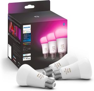 Philips Hue White and color Ambiance A19 E26 LED Smart Bulb, Bluetooth & Zigbee Compatible (Hue Hub Optional), Works with Alexa & Google Assistant – A Certified for Humans Device (562785),3 Pack