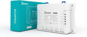 SONOFF 4CH Pro R3 Wi-Fi Smart Switch 4-Channel Din Rail Mounting Automation,Self-Locking/Interlock Home Appliances,RF/APP/Voice/LAN Control, Compatible with Alexa, White
