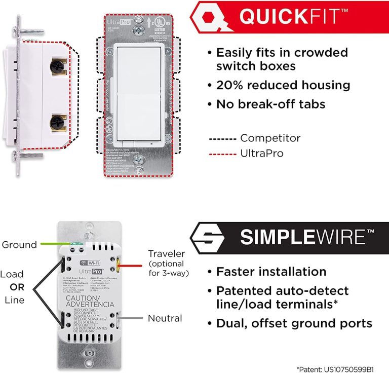 UltraPro Smart Switch, 2.4GHz Wi-Fi Smart Light Switch, QuickFit & SimpleWire, 3 Way Switch, Works with Alexa, Google Assistant, No Hub Needed, UL Certified, Needs Neutral Wire, White, 4 Pack, 51440