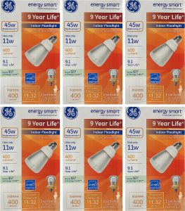 (6 Bulbs) GE Energy Smart CFL R20, 400 lumens, 45 watt Equivalent, Soft White Directional R20 Indoor Floodlight CFL Bulb