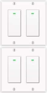 Alexa Light Switch, Double Smart WiFi Light Switches, Smart Switch 2 Gang Compatible with Alexa and Google Home, Neutral Wire Needed, with Remote Control, Timing Schedule, No hub Required (2Pack)