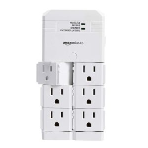 Amazon Basics Rotating 6-Outlet Surge Protector Wall Mount, 1080 Joules, White