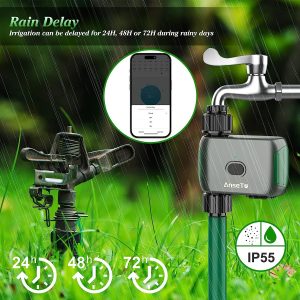 AnseTo Sprinkler Timer WiFi Water Timer for Garden/Lawn,Irrigation Hose Timer with WiFi Hub Remote Control Irrigation Mechanism Compatible with Alexa and Google Home with Two Irrigation Modes/Rain Delay