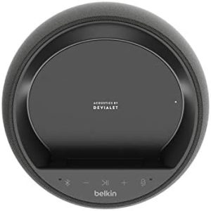 Belkin SOUNDFORM Elite Hi-Fi Smart Speaker + Wireless Charger (Alexa Voice-Controlled Bluetooth Speaker) Sound Technology By Devialet, Fast Wireless Charging for iPhone, Samsung Galaxy & More - White