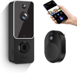 EKEN Wireless Doorbell Camera, Smart Video Doorbell Camera with Chime, AI Smart Human Detection, Cloud Storage, HD Live Image, 2-Way Audio, Night Vision, 2.4G WiFi Compatible, Battery Powered