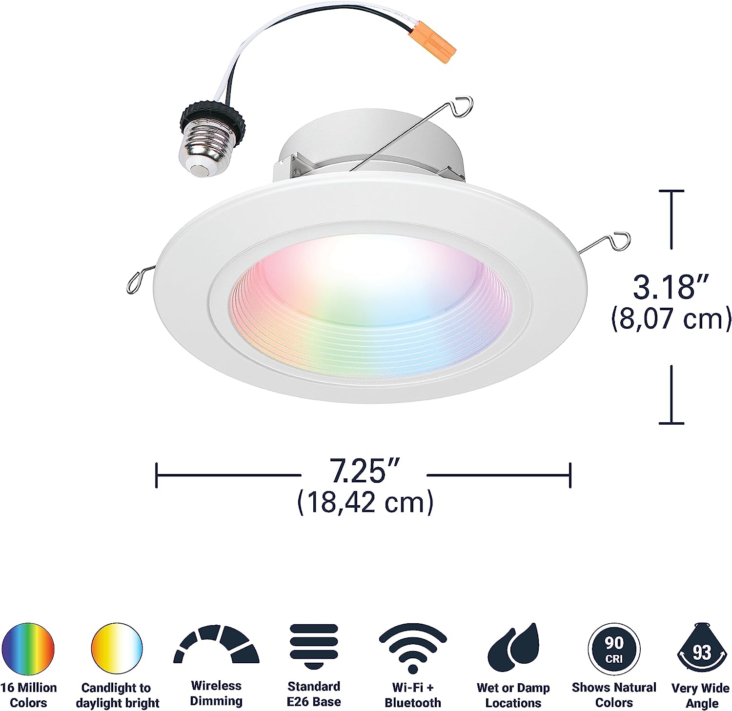 HALO 4 inch Color and Tunable White Slim Canless Smart Wi-Fi LED Recessed Downlight with WiZ Pro