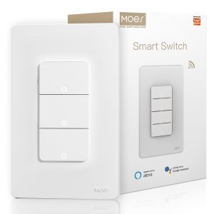 MOES Smart Double Light Switches, 2.4GHz Wi-Fi 2 Gang Single Pole Switch, Netural Wire Required, Inteligente Switch Combo Work with Alexa Google Assistant, Remote Controlgle Assistant, Remote Control