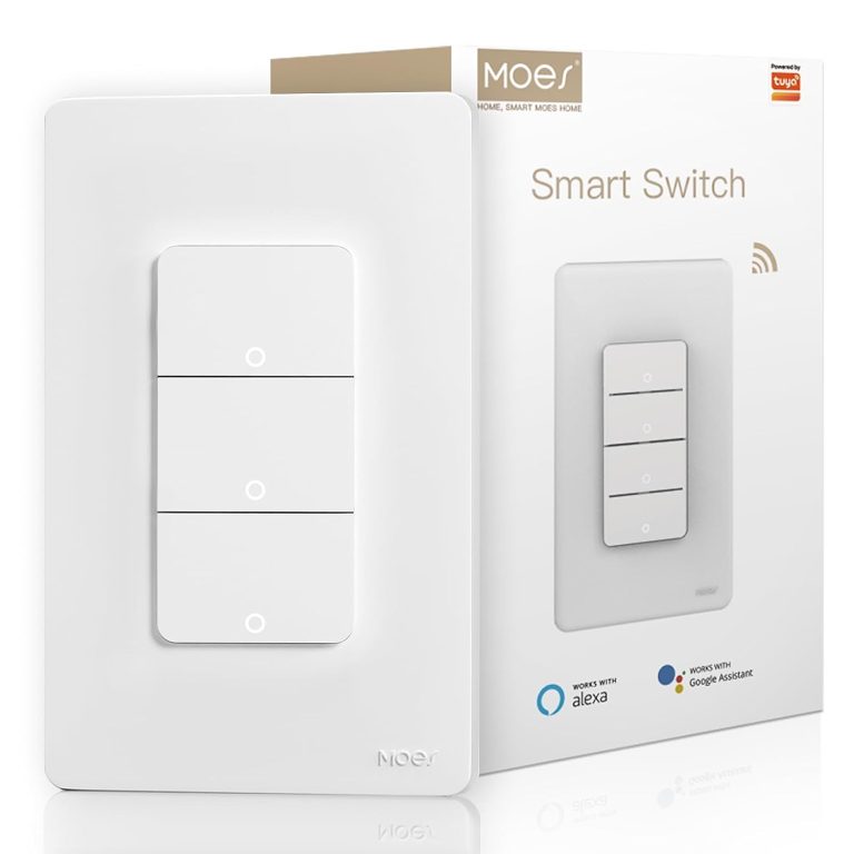 MOES Smart Double Light Switches, 2.4GHz Wi-Fi 2 Gang Single Pole Switch, Netural Wire Required, Inteligente Switch Combo Work with Alexa Google Assistant, Remote Controlgle Assistant, Remote Control
