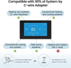 MoesGo Programmable WiFi Smart Thermostat for Home, No C-Wire Required by C-Wire Adapter, with Region Remote Sensor, Remote Control Tuya/Smart Existence, Compatible with Alexa and Google Assistant, 24VAC