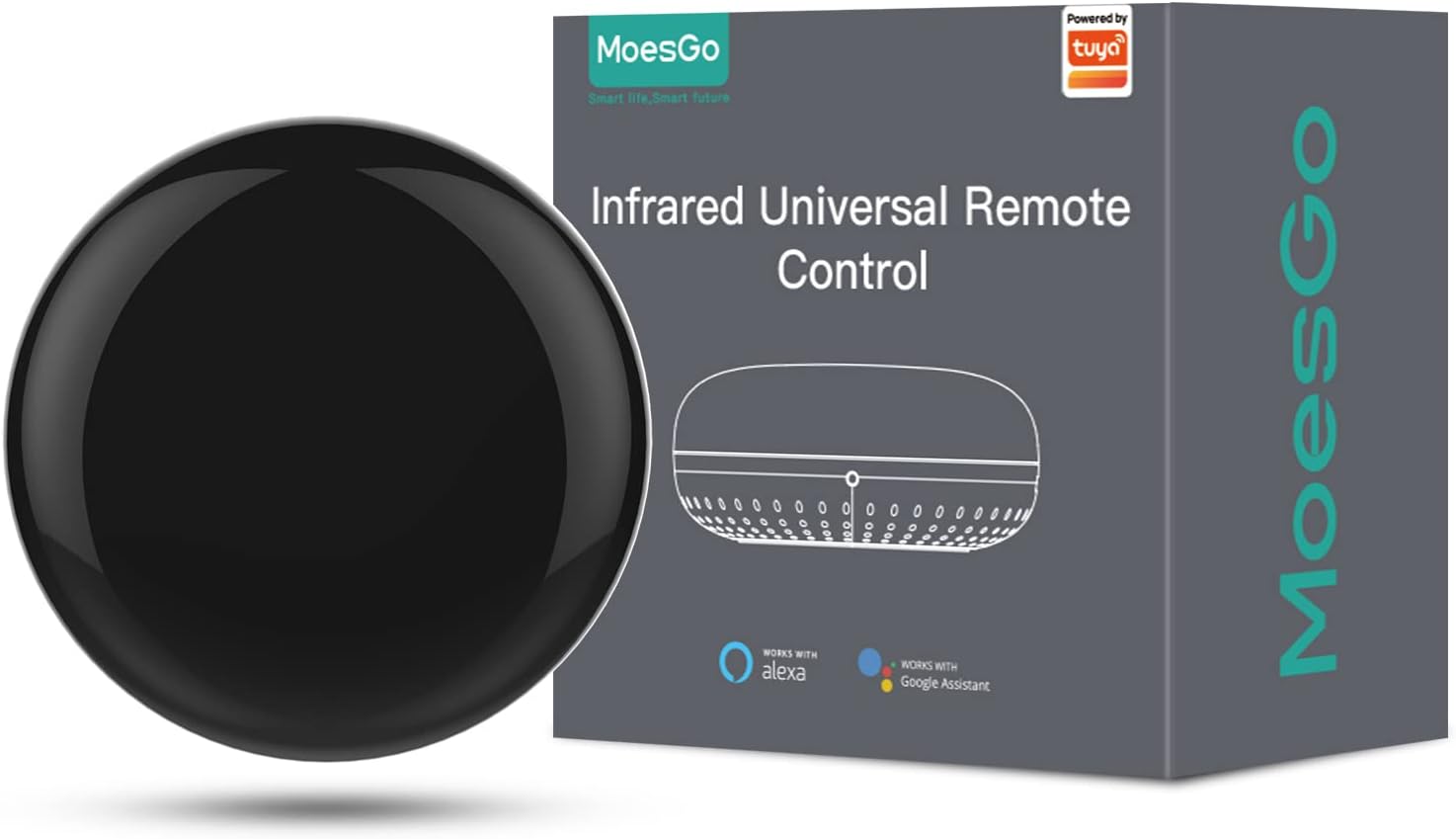 MoesGo WiFi RF IR Universal Remote Controller TV Air Conditioning Smart Home Blaster Infrared RF Appliances Tuya/Smart Life App,Voice Authority Alexa Google Home