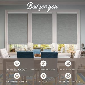 Motorized Roller Shades Upgraded Smart Blinds with Intergrated Valance Automatic Shades for Widndows Electric Window Blinds Compatible with Alexa & Google Home （Grasscloth, Gray, 30" w x 72" h）