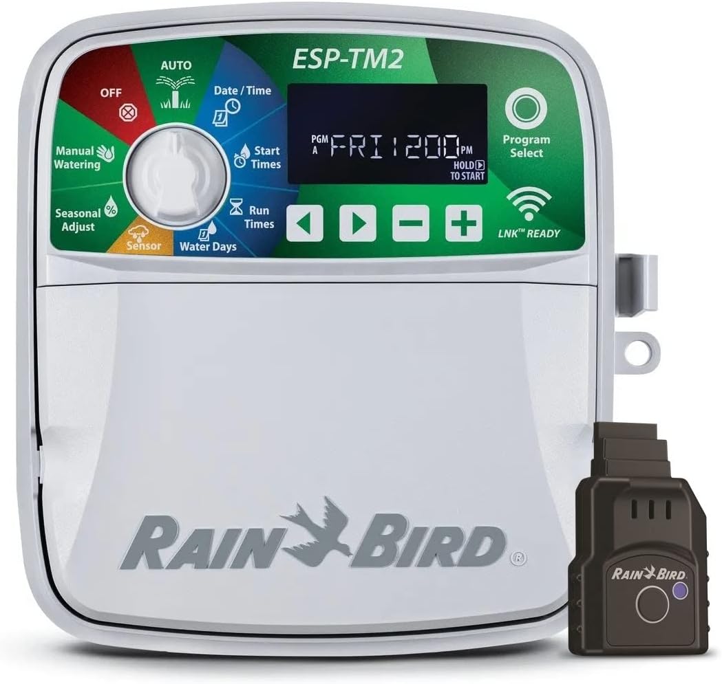 Rain-Bird ESP-TM2 Indoor Outdoor Irrigation WiFi Domain Controller Timer Box and Link Lnk WiFi Mobile Wireless Smartphone Upgrade Module Sprinkler Formation (4 Field)