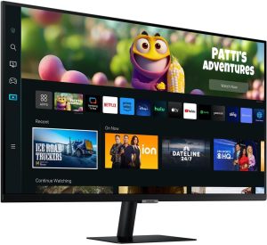 SAMSUNG 27" M50B Series FHD Smart Monitor w/Streaming TV, 4ms, 60Hz, HDMI, HDR10, Watch Netflix, YouTube and More, Slimfit Camera, IoT Hub, Mobile Connectivity, 2022, LS27BM502ENXGO, Black