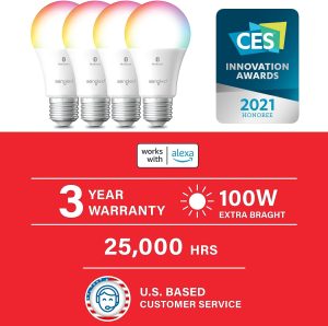 Sengled Alexa Light Bulbs,100WEquivalent, Instant Pairing and Smart Light Bulb that work with Alexa, Bluetooth Smart Home Lighting,High Brightness,NoHubRequired,E26, Daylight (5000k)4 Count(Pack of 1)