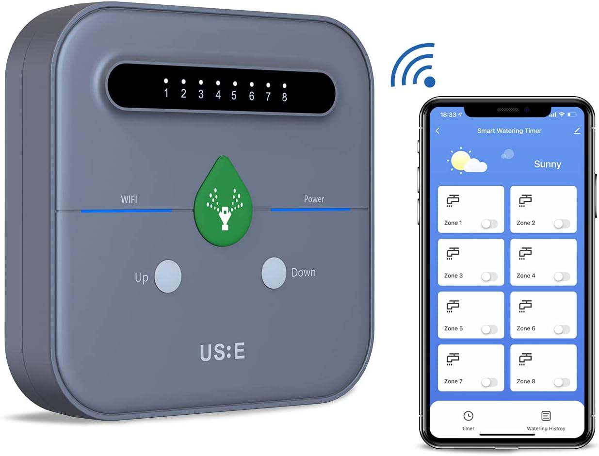 Smart Sprinkler Controllers, 8 Area WiFi Irrigation Command Formation, Besimlive Intelligent Water Timer That with Alexa, Hey Google Remote Voice Control Weather Aware Water Timing for Lawn Yard Garden