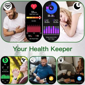 Smart Watch for Women Men(Answer/Dial Calls), 1.3" Round Face Watches Always-on Display Smartwatch for Android and iOS Phones, IP68 Waterproof Fitness Tracker with Ai Voice, Heart Rate, Sleep Monitor.