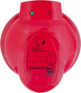 Smart World WM‐6S Peanuts Snoopy and Charlie Brown Waffle Maker, Red