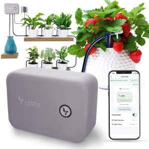 Upgraded 3.0 LetPot Automatic Watering Mechanism For Indoor Plants, Wifi & App Water Shortage Reminder Function, Smart Waterer with DIY Drip Irrigation Kit for 10 to 20 Potted, Auto/Manual Mode via App, Automatic Plant Waterer Indoor with Silent Pump, IPX66. (Grey)