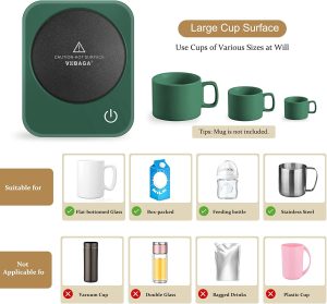 VOBAGA Coffee Mug Warmer, Electric Coffee Warmer for Desk with Auto Shut Off, 3 Temperature Setting Smart Cup Warmer for Heating Coffee, Beverage, Milk, Tea and Hot Chocolate (No Cup)