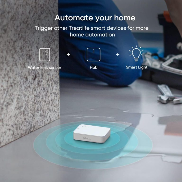 Zigbee Hub Gateway, 2.4 GHz WiFi Smart Home Hub, Compatible with Alexa & Google Home, Only for TREATLIFE Zigbee Water Leak Detector, Motion Sensor and Smart Door Sensor, 1 Pack