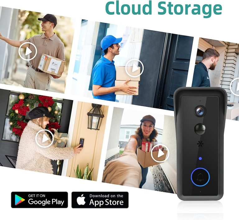 ZZC Doorbell Camera – Smart Doorbell with 1080P FHD, 2 Way Audio, Night Vision, PIR Motion Detection, Real-time Notifications, Cloud Storage, Wide Angle 2.4GHz Wi-Fi – Black