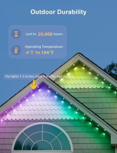 APPECK Permanent Outdoor Lights, 74ft Smart RGB+IC LED Eaves Lights with 60 LEDs, IP65 Waterproof Outdoor LED Lights for Party, Roof, Garden, Game Day, Work with Alexa, Google Assistant