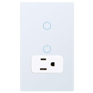 DUCHOW WiFi Smart Outlet and Switch Combo, Neutral Wire Required, Individual Control, Touch Panel, Tuya APP Smart Life, 15A /90-250V AC 60Hz, Compatible with Alexa and Google Home, Combo Style, White