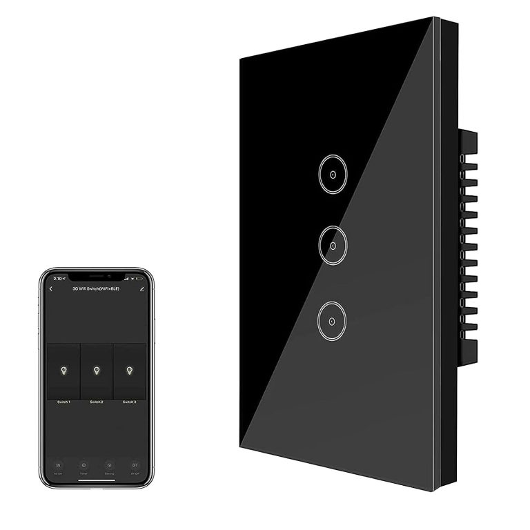 Jinvoo WiFi Smart Wall Light Switch, Remote Control, Glass Panel, 2.4GHz Wi-Fi Touch Switch, Neutral Wire Required, Works with Alexa and Google Assistant, Remote Control for Smart Living/Doodle Apps