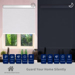 MANSNIX Smart Blinds No Drill Motorized Blinds Blackout Roller Shade No Tool Cordless Blinds for Windows Compatible with Alexa GoogleGrey,34 x 72