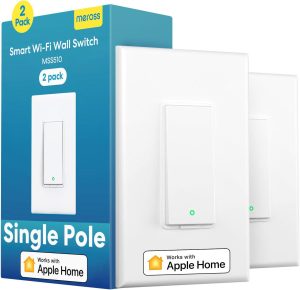 Meross Smart Light Switch Supports Apple HomeKit, Siri, Alexa, Google Assistant & SmartThings, 2.4GHz Wi-Fi Light Switch, Neutral Wire Required, Single Pole, Remote Control Schedule, 1 Pack