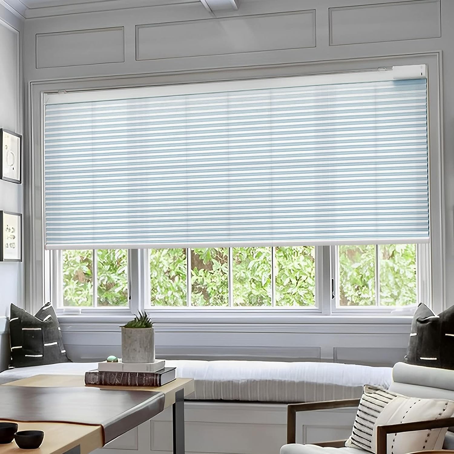 Motorized Cellular Shades Solar Powered Blinds Blackout Shades Smart Blinds Automatic Blinds for Windows Cellular Shades Cordless Electric Remote Honeycomb Blinds Custom Shades,White, 29″ Wx64 H