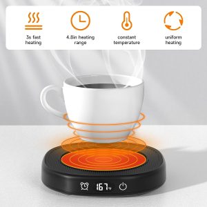 Mug Warmer, Coffee Warmer for Desk with Timer & 3 Temperature Control, Candle Warmer Plate with Auto Shut Off, Smart Cup Warmer for Coffee, Milk, Tea, Cocoa, Water