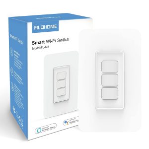 Smart Light Switch,Single Pole Smart Switch Compatible with Alexa and Google Assistant,2.4GHz Wi-Fi,Neutral Wire Required,Remote＆Voice Control,Schedule,No Hub Required,FCC (Triple Smart Light Switch)