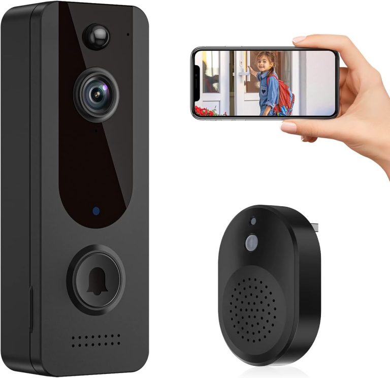 Tuck Doorbell Camera Wireless, WiFi Video Doorbell, Indoor/Outdoor Surveillance with Chime Ringer Included, Smart Human Detection, 2-Way Audio, Night Vision, Cloud Storage, Battery Powered, Live View