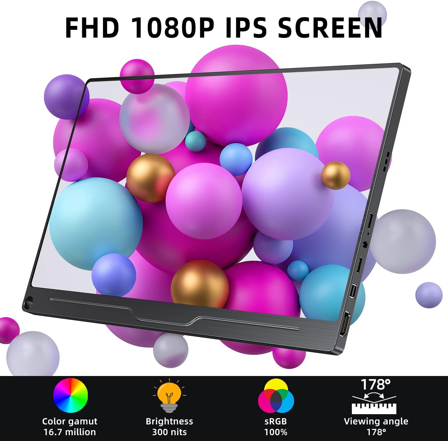 UPERFECT Portable Monitor, 2023 [New Version] 15.6″ IPS HDR 1920X1080 FHD Eye Care Screen USB C Gaming Monitor, Dual Speaker Computer Display HDMI Type-C VESA for Laptop PC MAC Phone w/Smart Case