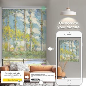 Yoolax Motorized Roller Shade with Pictures, Blackout Smart Window Blinds Works with Alexa Customized Size and Photo, Electric Blinds with Power Motor and Remote Control for Home Office (Water Lilies)