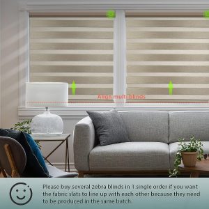 Yoolax Motorized Zebra Blinds Compatible with Alexa, Smart Dual Layer Shades with Privacy Light Control, Electric Horizontal Window Blind Customized Size for Home Office (White Matte)