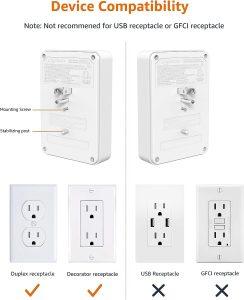 Amazon Basics 6 Outlet, Wall Mount Surge Protector, Power Strip, 2 USB ports 3.4A, 1080 Joules