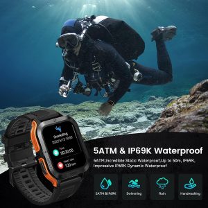 AMAZTIM Smart Watch, 60 Days Extra-Long Battery, 50M Waterproof, Rugged Military Bluetooth Call(Answer/Dial Calls) Fitness Tracker, 1.85" Ultra Large HD Display, AI Voice Assistant 24H Sleep Monitor