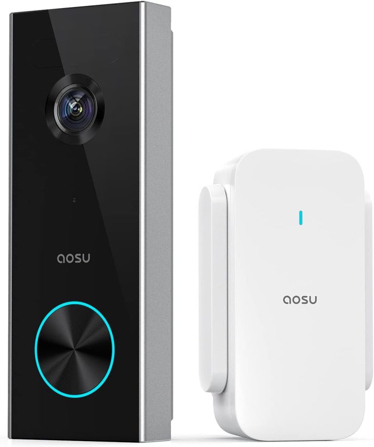 AOSU Doorbell Camera Wireless, Battery-Powered Video Doorbell with Chime, 2K Resolution, No Monthly Fees, 166° Ultra Wide Angle, 180-Day Battery Life, AI Detection, Work with Alexa & Google Assistant