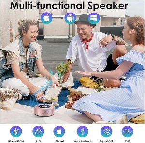 Fancial [Smart Touch] Bluetooth Speaker SoundAngel A8 (3rd Generation) Premium Rose Gold Mini Speaker with Portable Waterproof Case Microphone TF Card Assist for iPhone iPad Shower Electronic