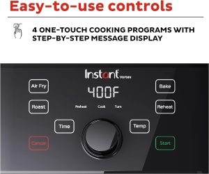 Instant Vortex Plus 6-in-1, 4QT Air Fryer Oven, From the Makers of Instant Pot with Customizable Smart Cooking Programs, Nonstick and Dishwasher-Safe Basket, App With Over 100 Recipes, Stainless Steel