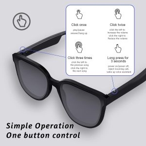 KONLEYA Smart Glasses, Bluetooth Sunglasses for Men Women, Sunglasses Built-in Mic&Speakers, Bluetooth 5.0 Glasses Open Ear with Blue Light Filter&Polarized Lenses and IP5 Waterproof
